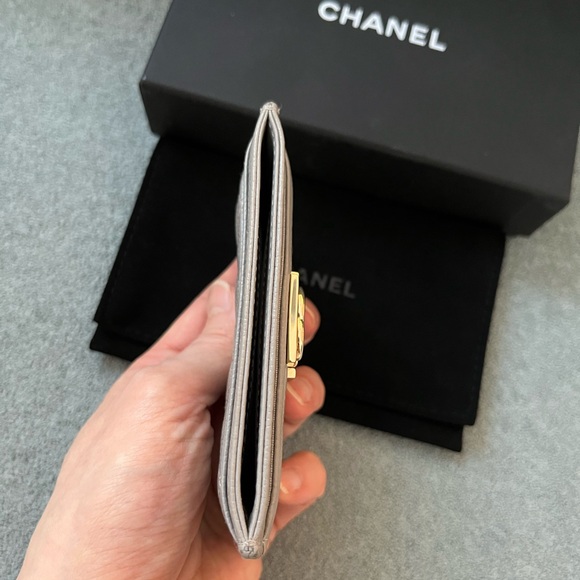 CHANEL Boy Card Case Wallet grey caviar leather - Picture 6 of 12